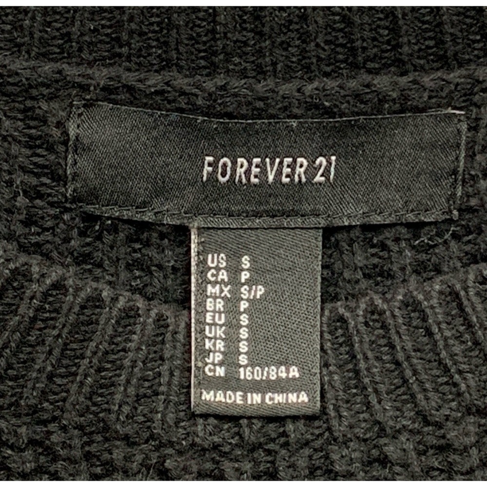 Forever 21‎ Novelty Sweater Size S Black Whimsigoth Indie Cotton Kidcore Rainbow - Picture 5 of 8